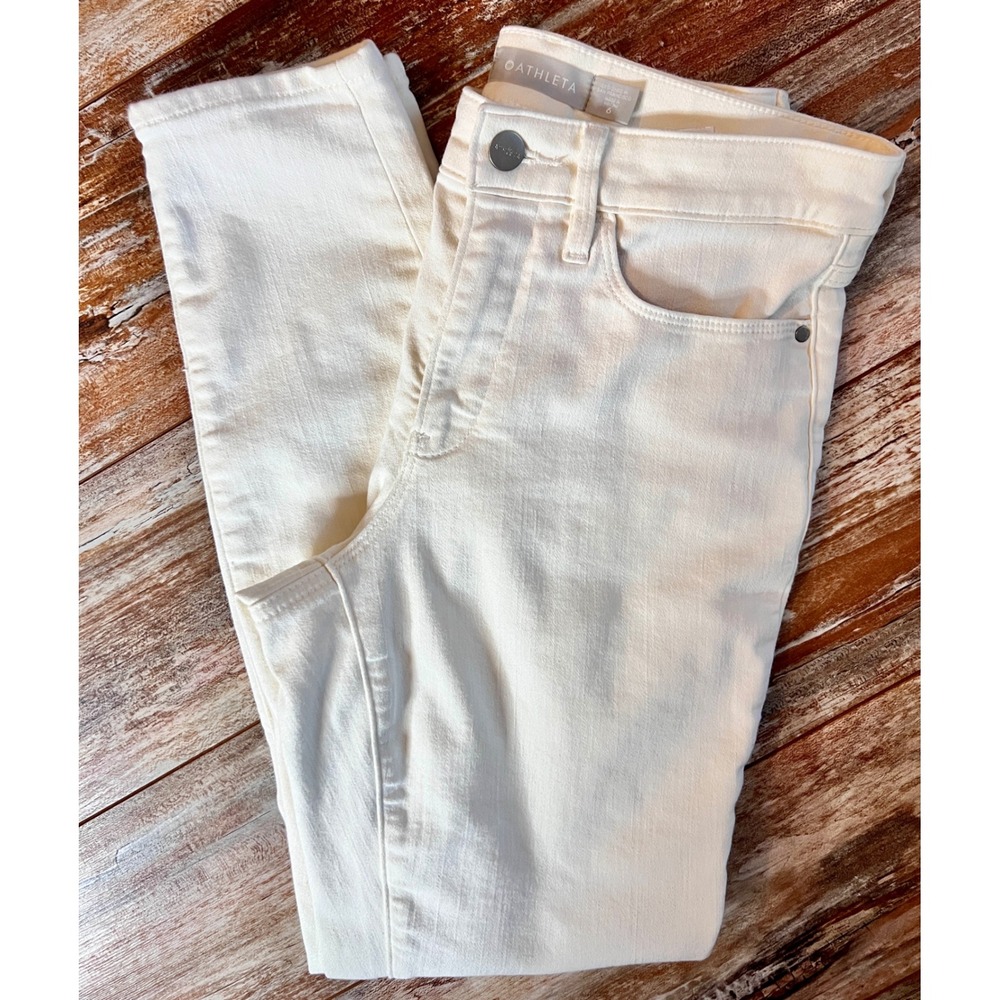 Athleta Sculptek White Skinny Jeans Womens 6 Sculpting Stretch Denim - Picture 2 of 12